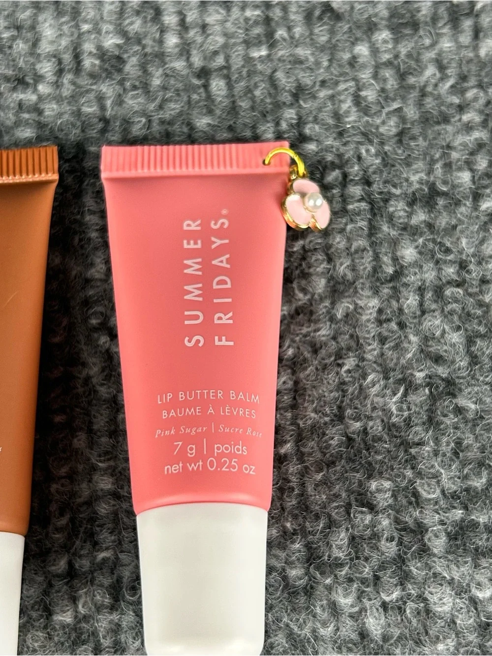 Two SUMMER FRIDAYS Lip Butter Balm PINK SUGAR w Charm & ICED COFFEE 7g each Mini